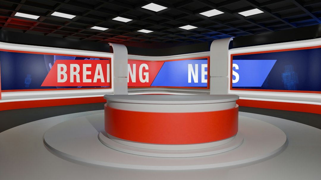 Breaking news studio set ready to broadcast